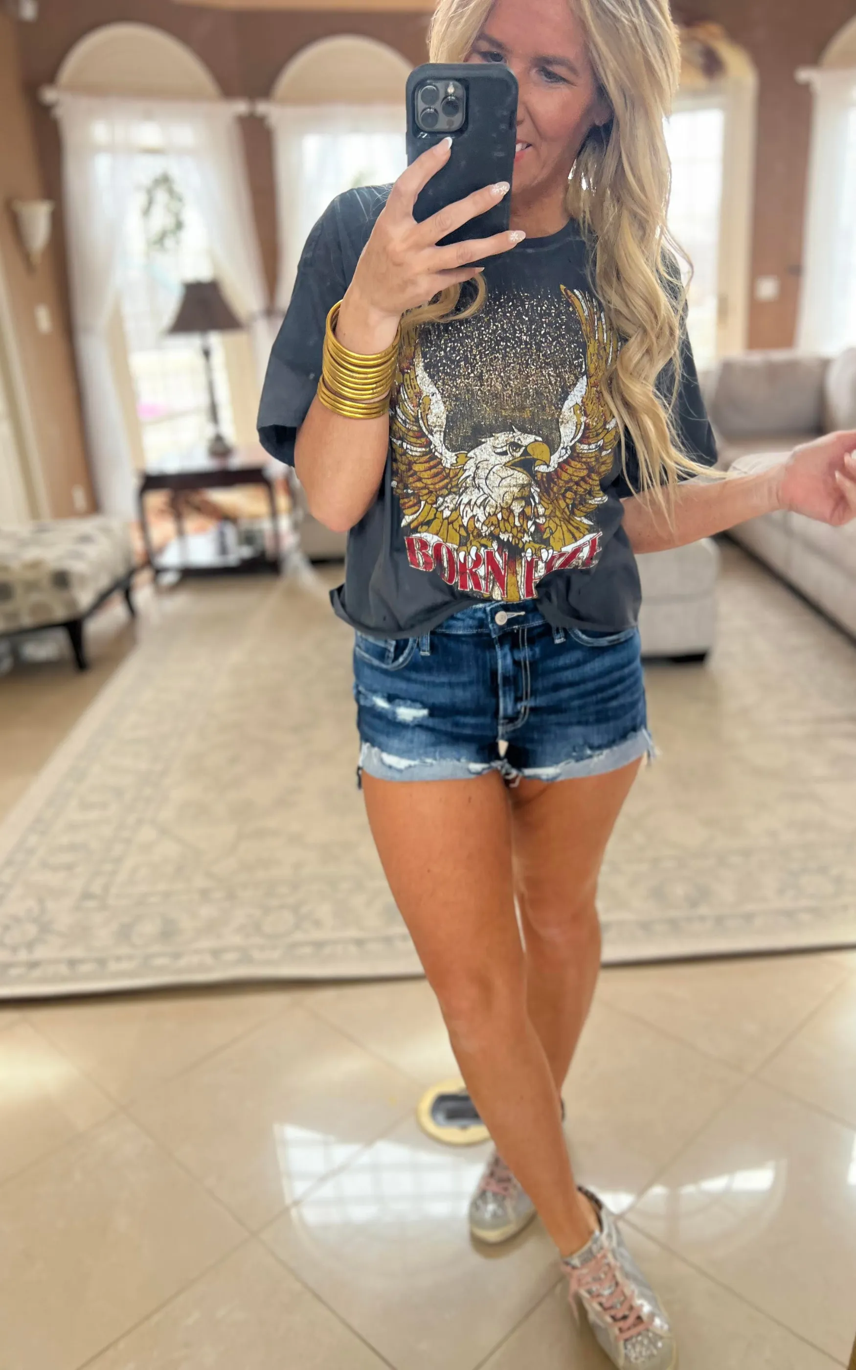 Vintage Black Born Free Oversized Crop Tee - Final Sale