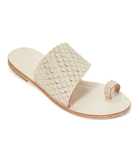 Wilshire Blvd - Classic Slide with Toe Loop And Real Fish Scale Leather | Natural