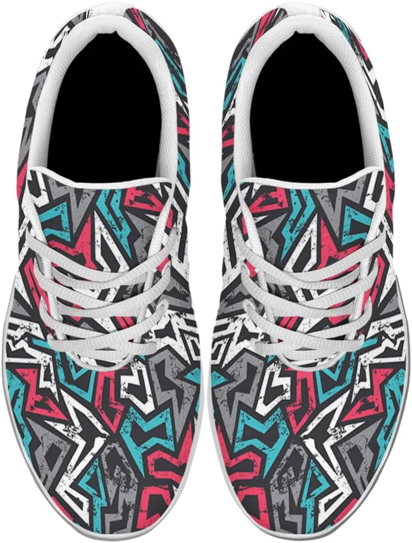 Women Men Colored Graffiti Grunge Shoes Personalited 3D Print Running Shoes Athletic Tennis Sneakers