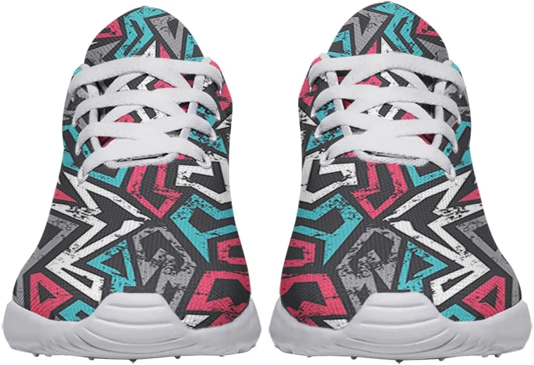 Women Men Colored Graffiti Grunge Shoes Personalited 3D Print Running Shoes Athletic Tennis Sneakers