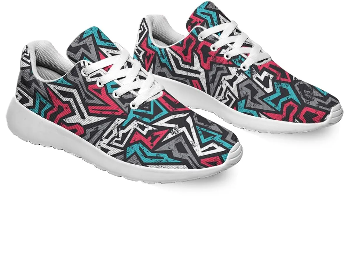 Women Men Colored Graffiti Grunge Shoes Personalited 3D Print Running Shoes Athletic Tennis Sneakers