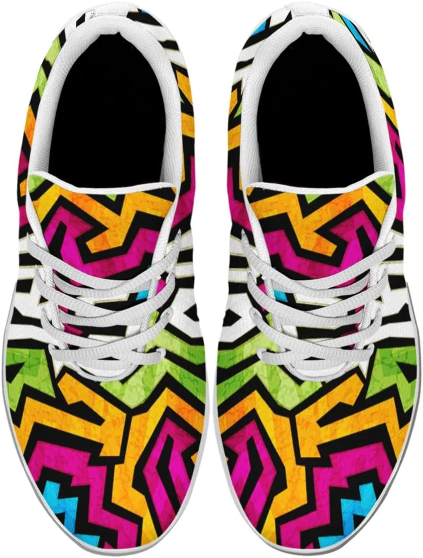 Women Men Colored Graffiti Texture Grunge Shoes Personalited 3D Print Running Shoes Athletic Tennis Sneakers