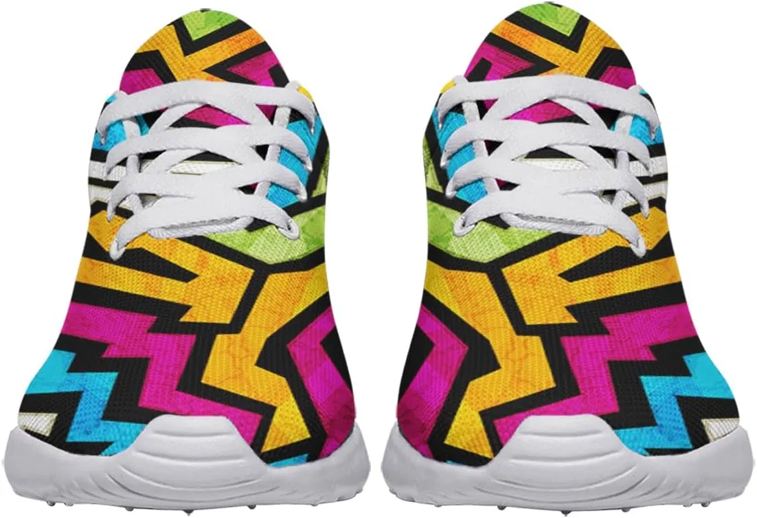 Women Men Colored Graffiti Texture Grunge Shoes Personalited 3D Print Running Shoes Athletic Tennis Sneakers