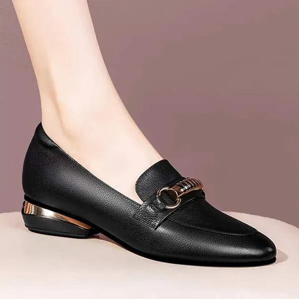 Women's Low-Heel Loafers with Metal Chain 61673492C